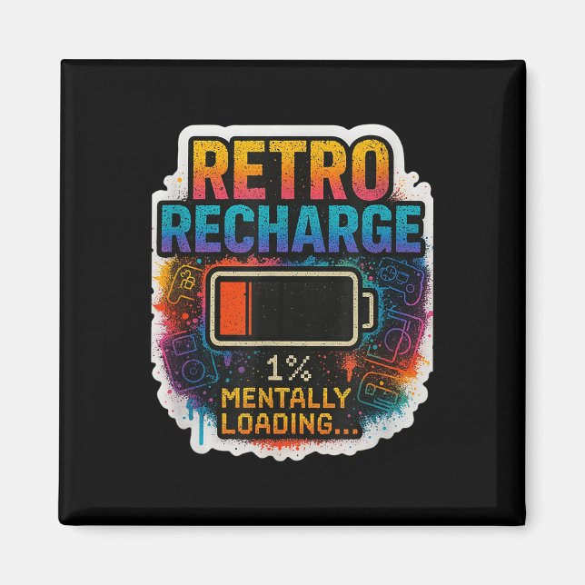 Imán “Recarga Retro – Cargando Mentalmente…” (Frente)