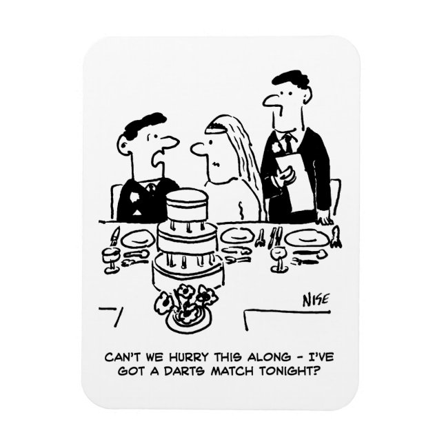 Imán Recepción de Boda Novio tiene un Partido de Dardos (Vertical)