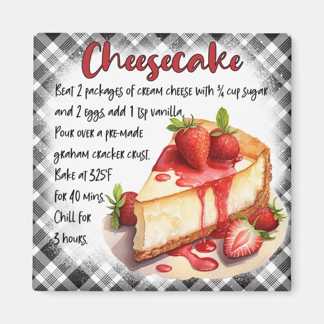 Imán Receta Clásica de Tarta de Queso de Granja Kitchen (Frente)