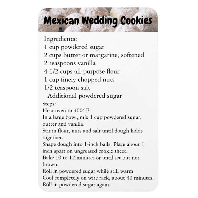 Imán Receta de cocina de Boda mexicana Fridge Magnet (Vertical)
