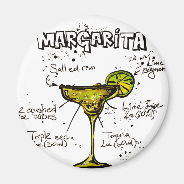 Imán Receta de cóctel Margarita (Frente)