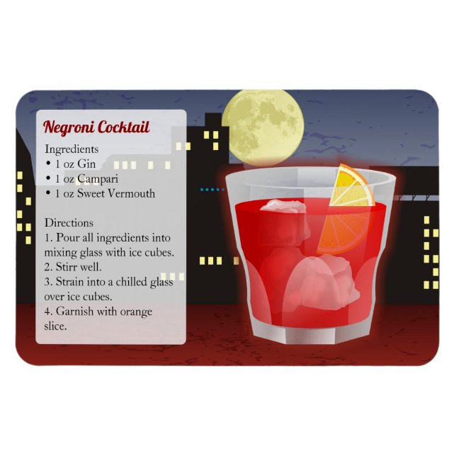 Imán Receta de cóctel Negroni (Horizontal)