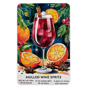 Imán Receta de cócteles de Spritz Holiday de vino molid