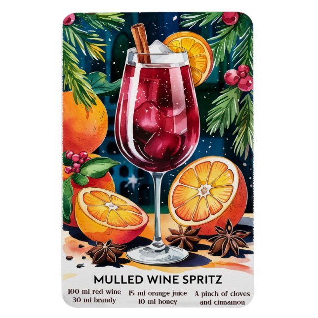 Imán Receta de cócteles de Spritz Holiday de vino molid (Vertical)