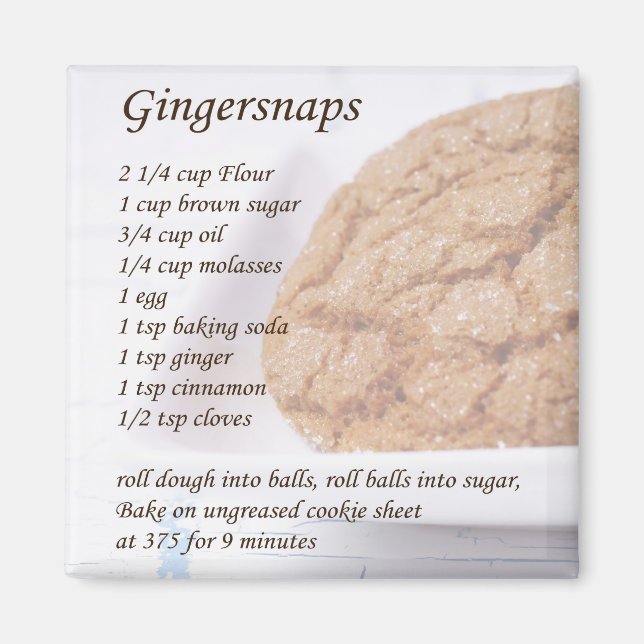 Imán Receta de Gingersnaps (Frente)