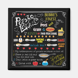 Imán Receta de Latke de Hanukkah Magnet Square