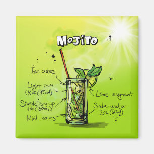 Imán Receta de Mojito - regalo del cóctel