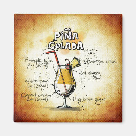 Imán Receta de Pina Colada Bebida tropical