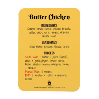 Imán Receta de pollo con mantequilla imprimida en una o