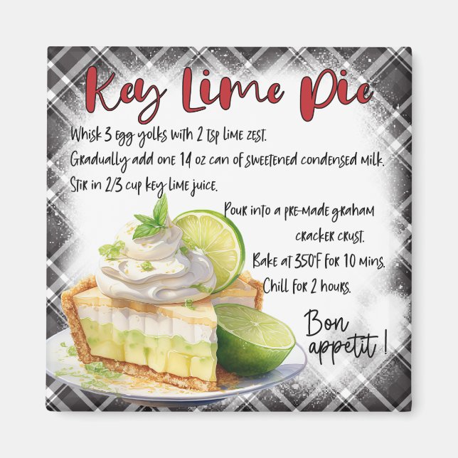 Imán Receta de Tarta de Lima Key (Frente)
