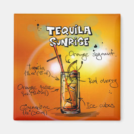Imán Receta de Tequila Sunrise para bebida tropical