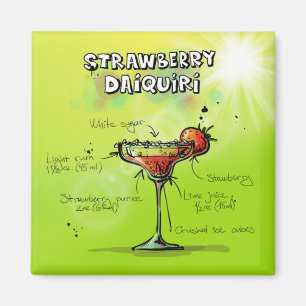 Imán Receta del daiquirí de fresa - regalo del cóctel