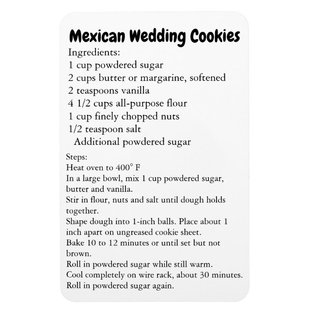Imán Receta mexicana de cocina Boda gracias regalo (Vertical)