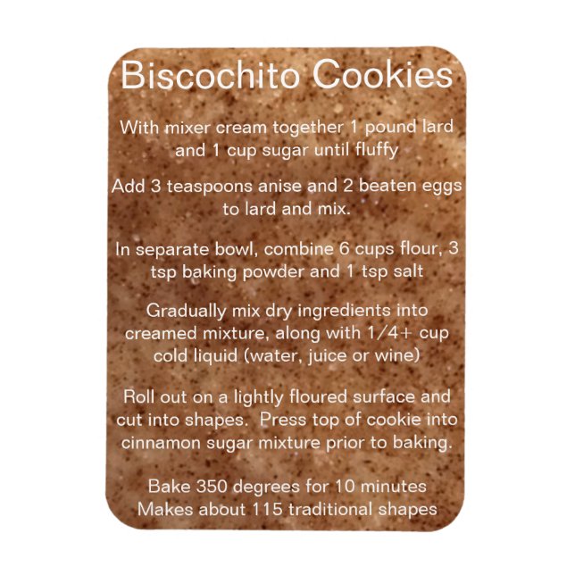 Imán Receta oficial de galletas Biscochito de Nuevo Méx (Vertical)