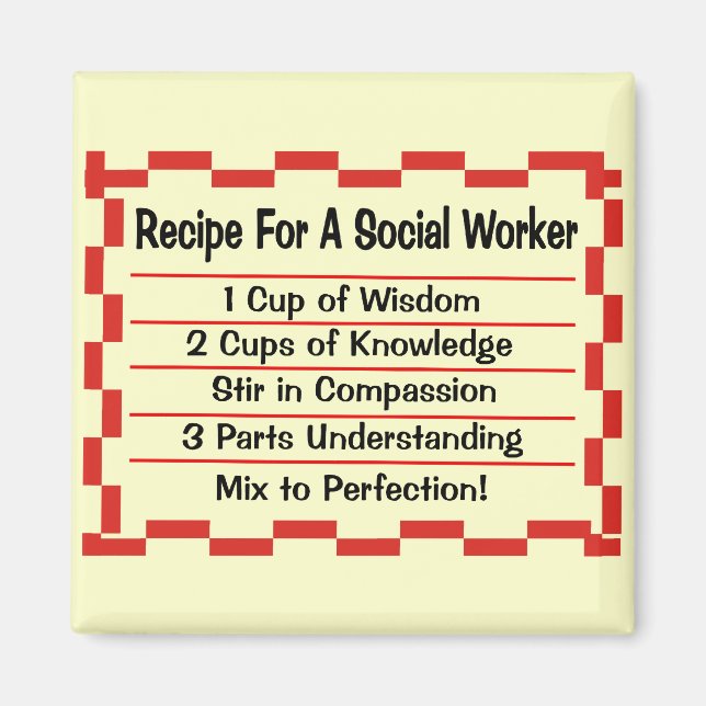 Imán Receta para un trabajador social (Frente)