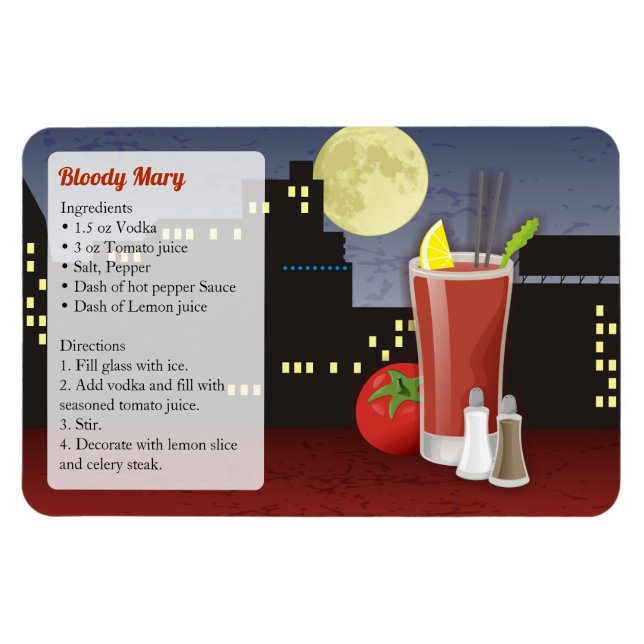 Imán Receta sangrienta de cóctel Mary (Horizontal)