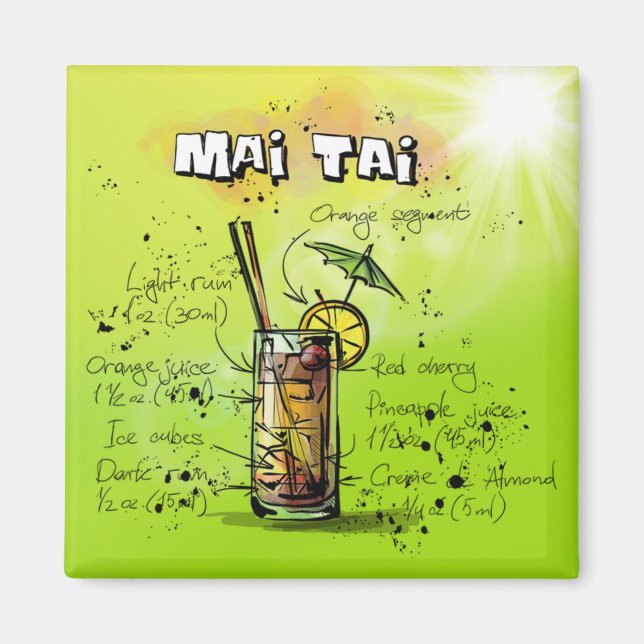 Imán Receta tropical de cóctel (Frente)
