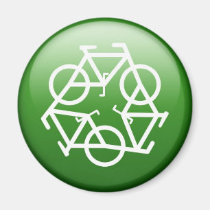 Imán Recicle el logotipo con las bicicletas
