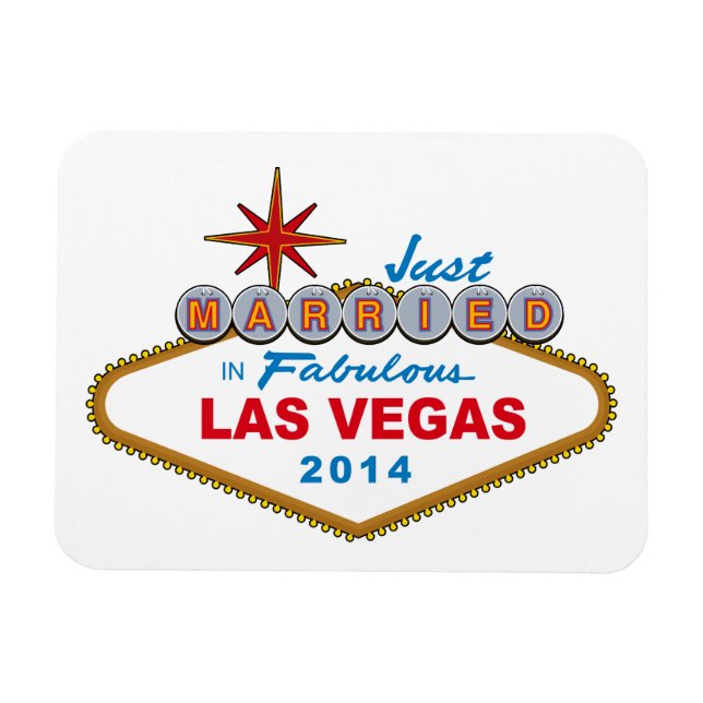 Imán Recién Casado En Fabuloso Rótulo Las Vegas 2014 (Horizontal)