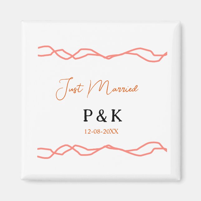 Imán recién casados agregar nombre de la pareja fecha b (Frente)