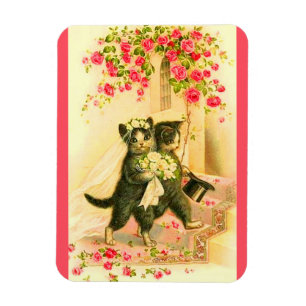 Imán recién casados con gatito