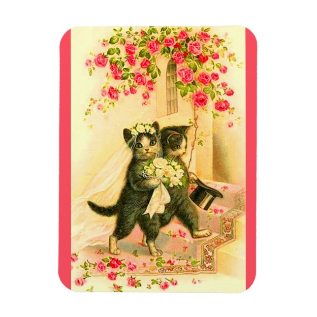 Imán recién casados con gatito (Vertical)