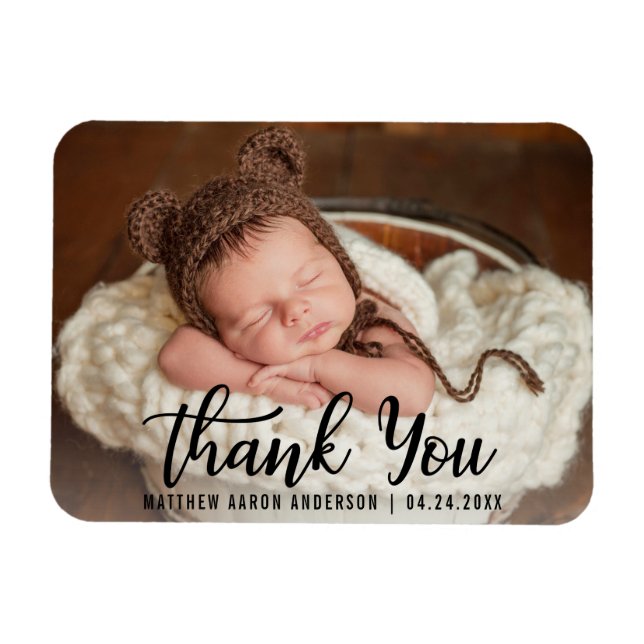 Imán Recién nacido Moderno Gracias Blk (Horizontal)