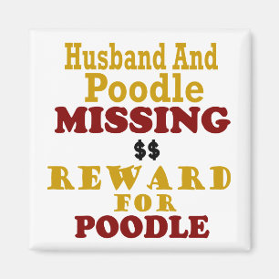 Imán Recompensa que falta del caniche y del marido por
