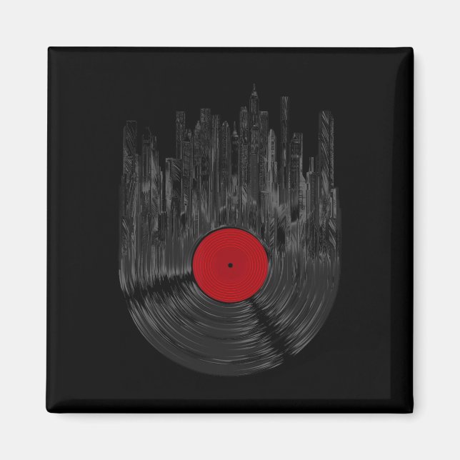 Imán Récord de vinilo Sunset Retro Tur de registro de v (Frente)