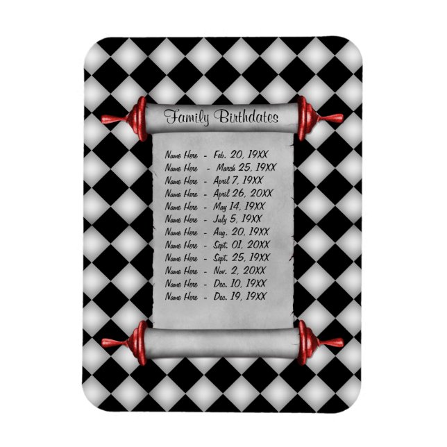 Imán Recordatorio de cumpleaños de familia magnética -  (Vertical)