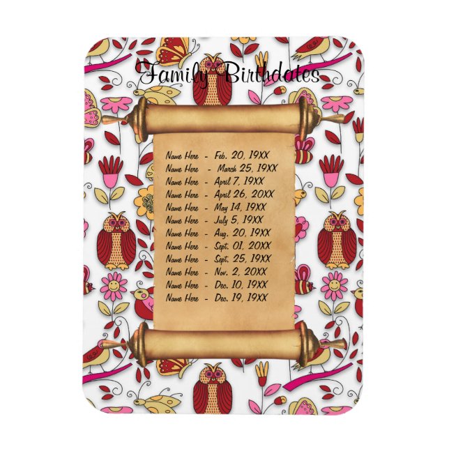 Imán Recordatorio de cumpleaños de familia magnética -  (Vertical)