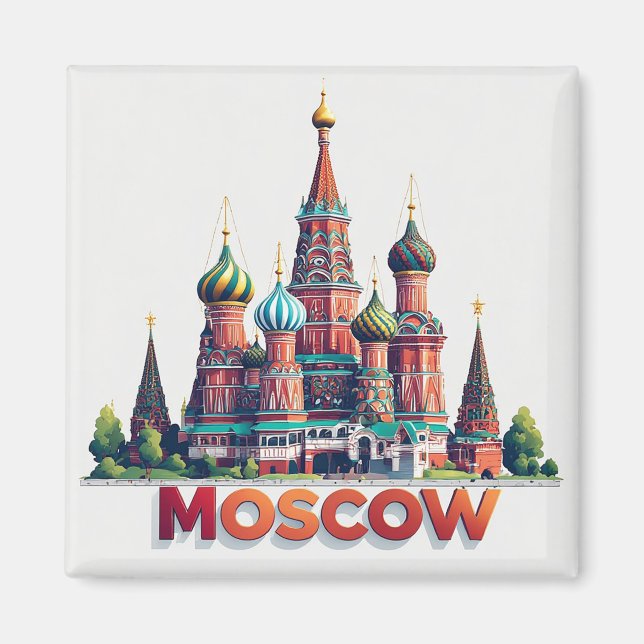 Imán 🧲 Recordatorio de viaje a Moscú Rusia 🇷🇺 (Frente)