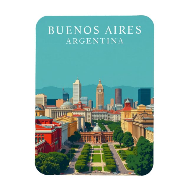 Imán Recordatorio de viajes Retro Buenos Aires Argentin (Vertical)
