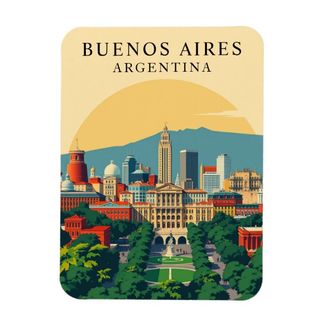 Imán Recordatorio de viajes Retro Buenos Aires Argentin (Vertical)
