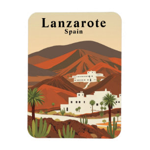 Imán Recordatorio de viajes Retro Lanzarote España