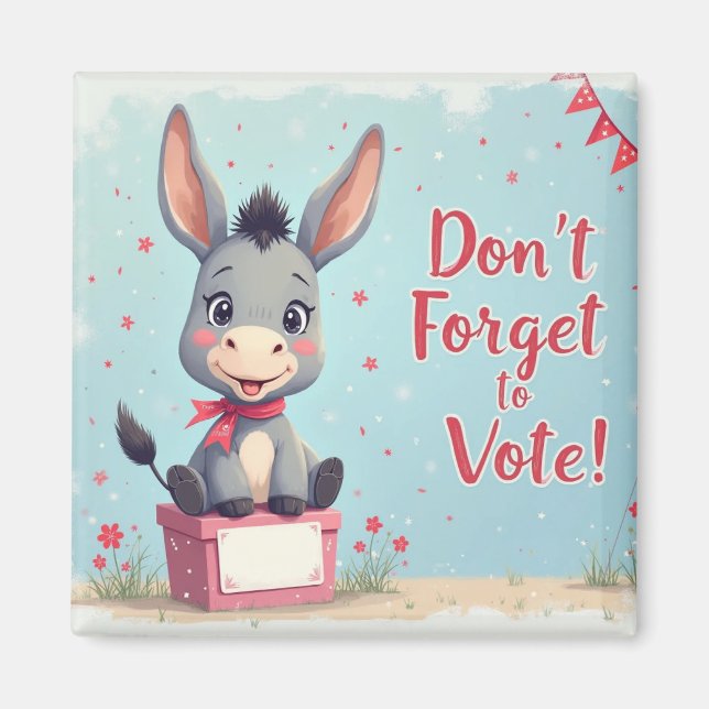 Imán Recordatorio de Votación del Burro Alegre (Frente)