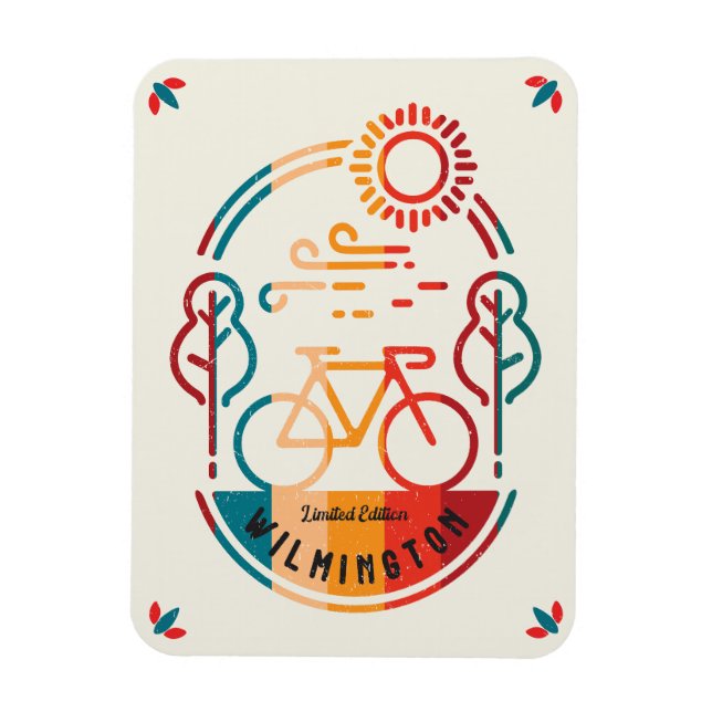 Imán Recorrido de ciclismo de Wilmington Retro (Vertical)