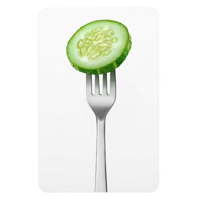 Imán Recorte de pepino en un tenedor (Vertical)