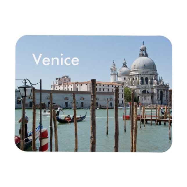 Imán rectangular de Venecia con texto (Horizontal)