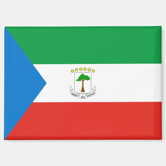 Imán Rectángulo de Bandera Nacional de Guinea Ecua (Anverso)