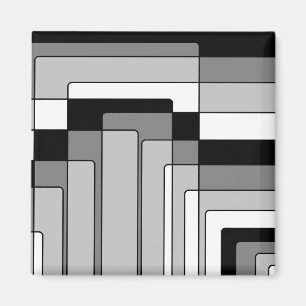Imán Rectángulos blancos y negros abstractos