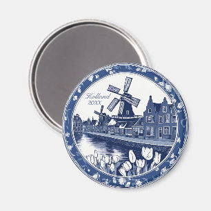 Imán Recuerdo azul personalizado Delft Holanda