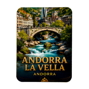 Imán 🗺️ Recuerdo de Andorra La Vella para Viajeros Eur