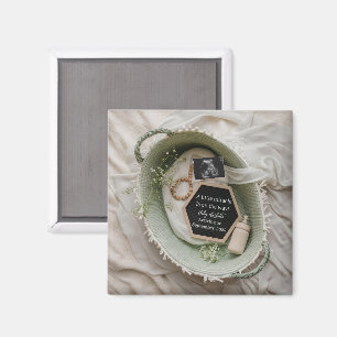 Imán Recuerdo de anuncio de embarazo con cesta verde ex