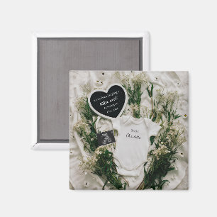Imán Recuerdo de anuncio de embarazo floral neutral