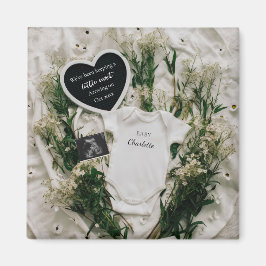 Imán Recuerdo de anuncio de embarazo floral neutral 