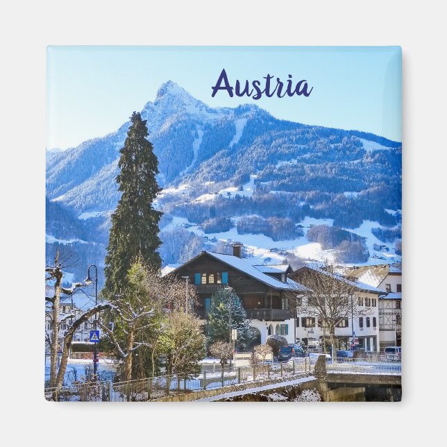 Imán Recuerdo de Austria Vorarlberg en Invierno (Frente)