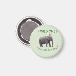 Imán Recuerdo de cumpleaños de elefante salvaje
