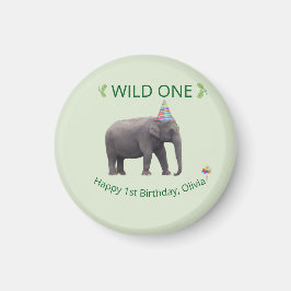 Imán Recuerdo de cumpleaños de elefante salvaje