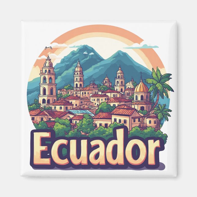 Imán Recuerdo de Ecuador Sudamérica 🗺️ (Frente)
